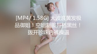 [MP4/ 1.58G] 大波浪黄发极品御姐！空姐制服开档黑丝！拨开珍珠内裤操逼